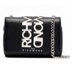 John Richmond~NWOT~Luxury Black Polyurethane Leather Crossbody Bag~Chain Handle